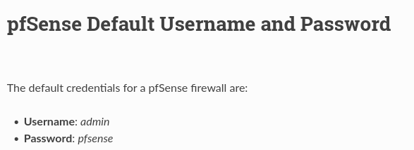 PfSense default password